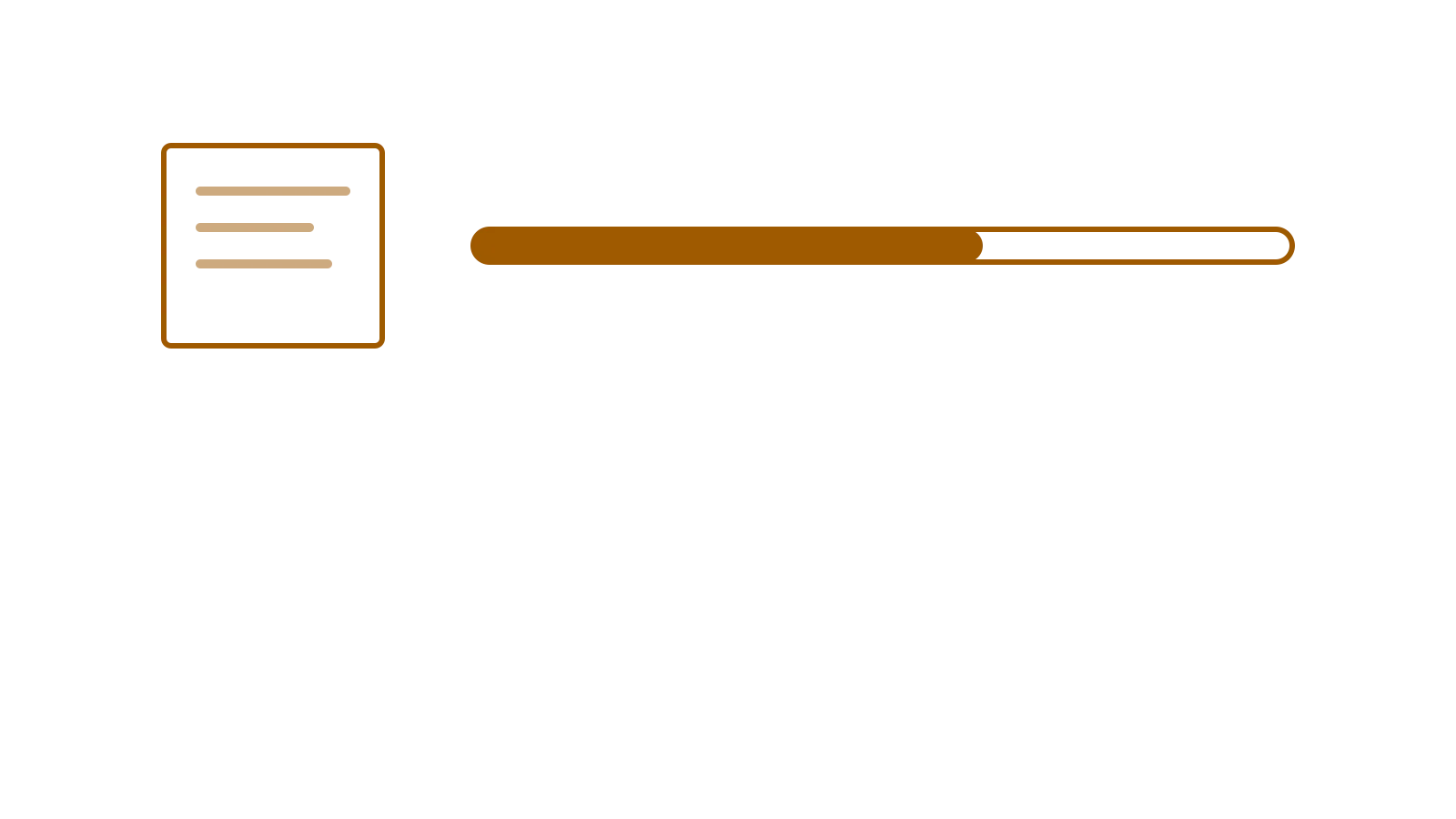 Flat title card over a document outline beside a partly filled progress bar